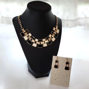 Statement Mod Style Necklace & Drop Earring Fashion Set